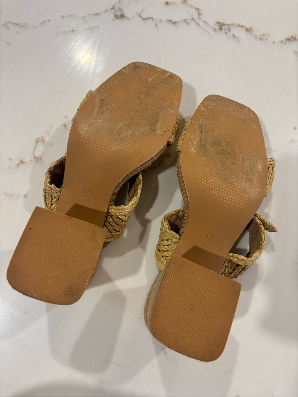 Matisse Braided Knot Raffia Block Heel Sandals in Mustard - Picture 3 of 3